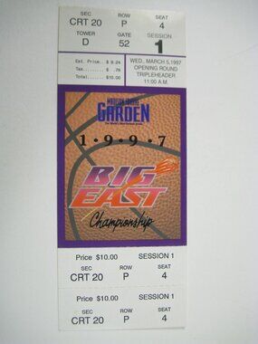 1997 Big East Championship Ticket Madison Square Garden Vintage Stub